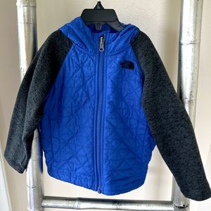 North Face Blue Boys Quilted Sweater Fleece Jacket Like New - Size 3T